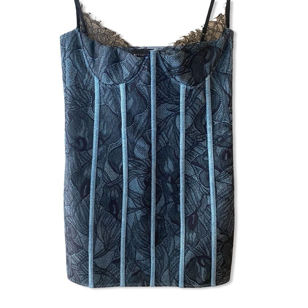 New Retrofete Trice Dress denim lace mini bustier party S $598 - Picture 6 of 14